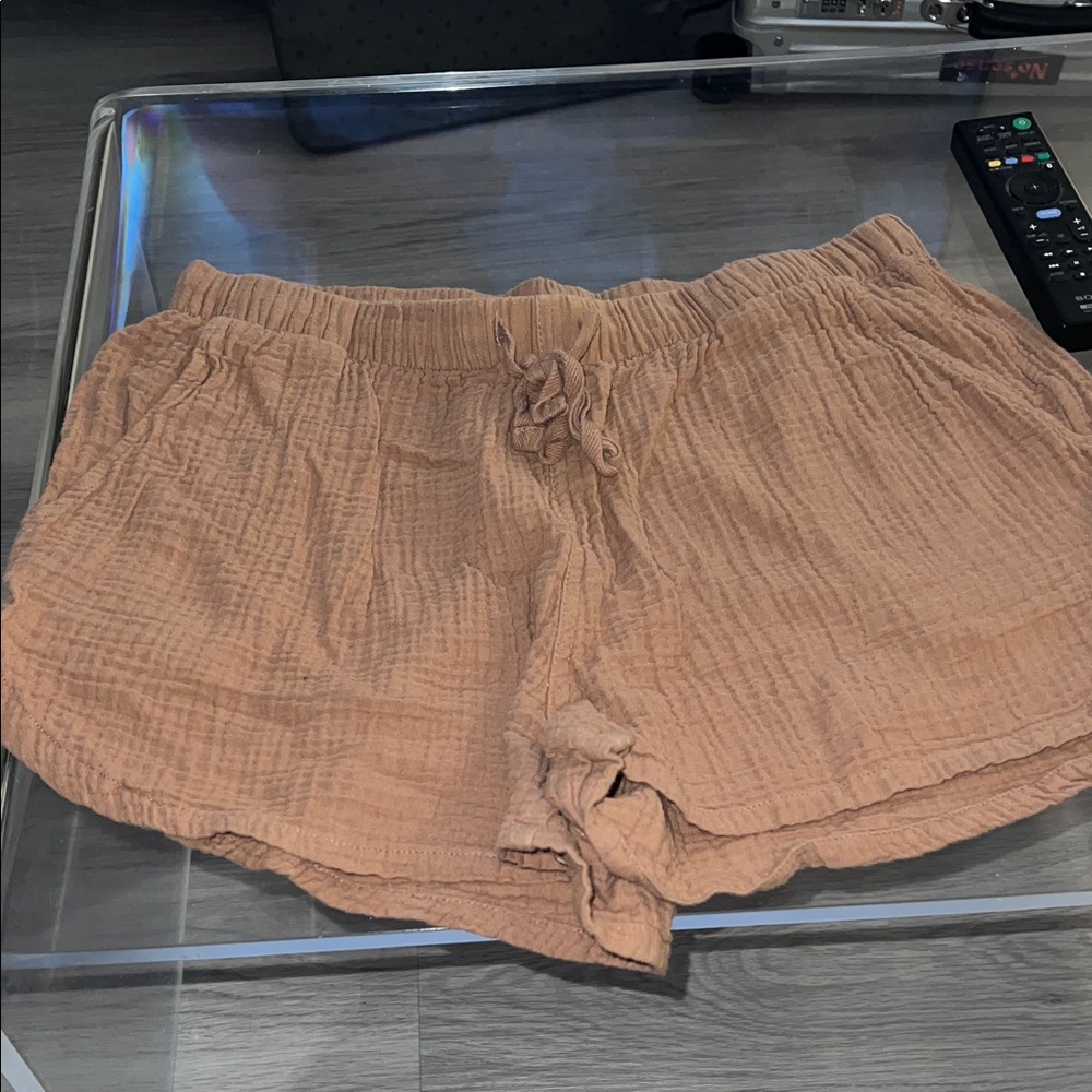 Women's Drawstring Gauze Shorts - Rust